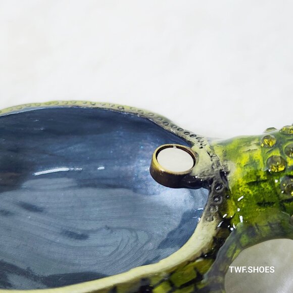 H&D Crystal Green Sea Turtle Jewelry Coin Trinket Box Magnetic - Picture 7 of 11